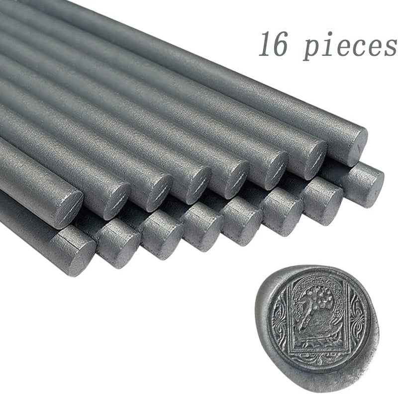 ANBOSE Wax Seal Sticks, 16 Pieces Glue Gun Sealing Wax Sticks for Wax Seal Stamp, Silver Wax Seal Stick for 0.44 Inch Glue Gun, for Wedding Invitations, Cards, Envelopes - Image 2